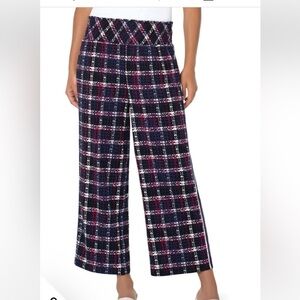NWT Liverpool Los Angeles plaid smocked top pant Sz s